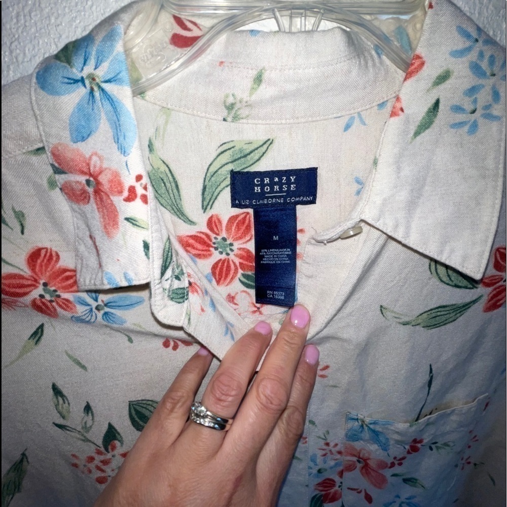 Crazy Horse By Liz Claiborne Linen Blend  Blouse - Picture 4 of 5